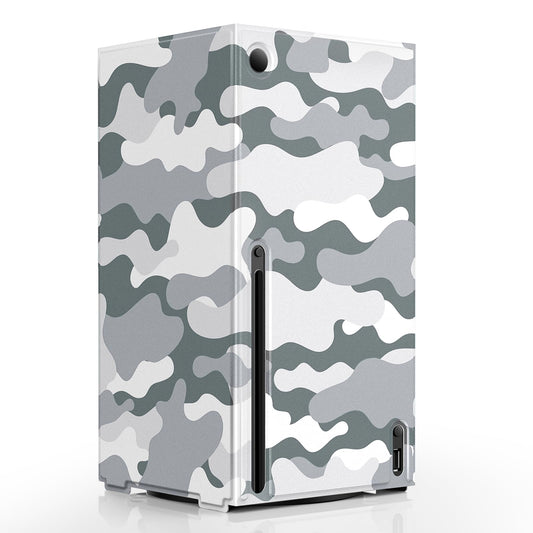 WOLIBEAR Magnetic Smart Wraps for Xbox Series X Console  Full Protection Protective Cover Case for Xbox Series X Accessories with Premium PU Leather and Soft Inner Lining - Gray Camo
