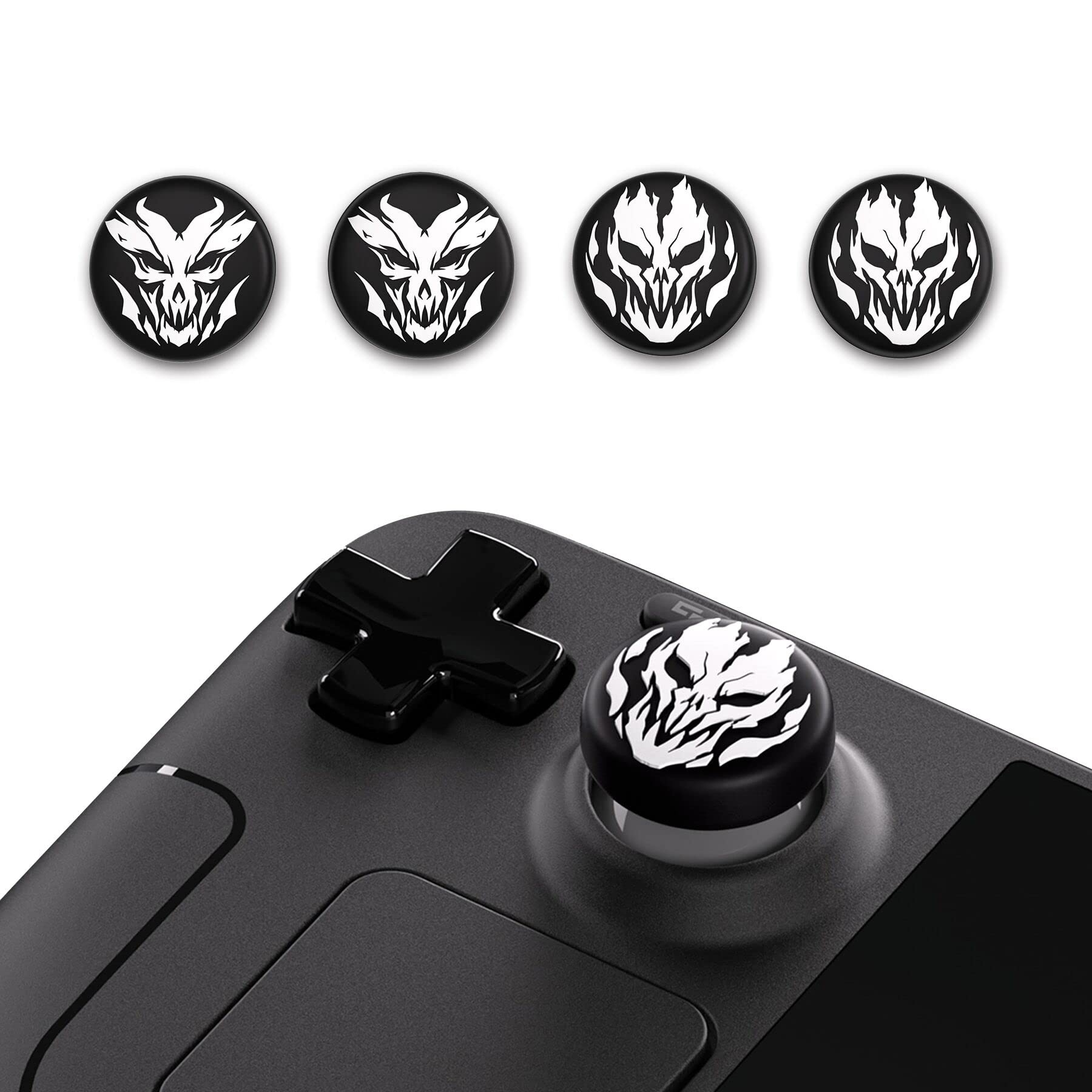 PlayVital Thumb Grip Caps for Steam Deck - Silicone Joystick Caps, Fire Demons Design, Model YFSDM002