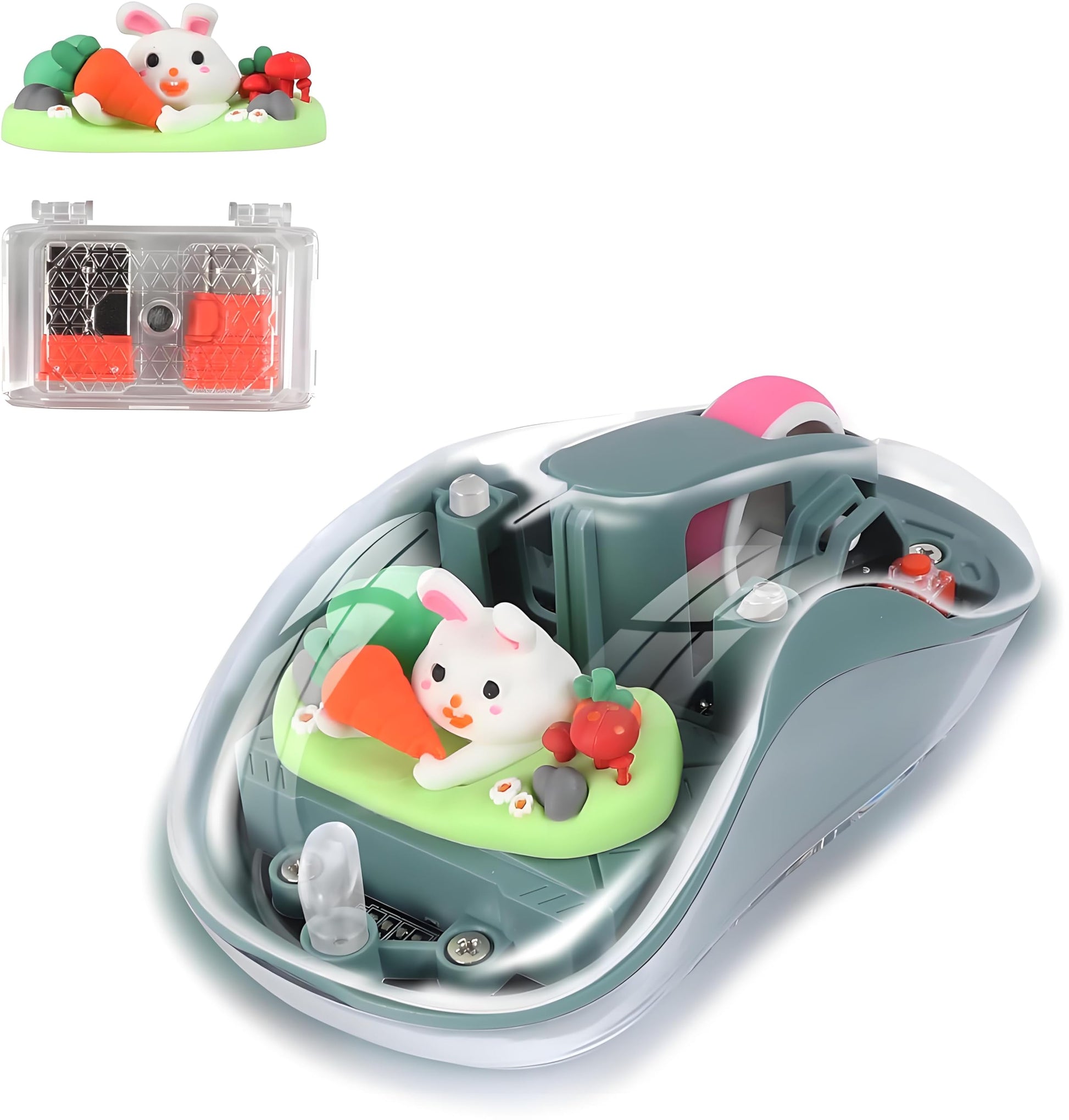 elec Space Wireless USB C Mouse - Bluetooth, Rechargeable, Silent - Green Cartoon Design for Laptops, iPads & MacBook Air/Pro