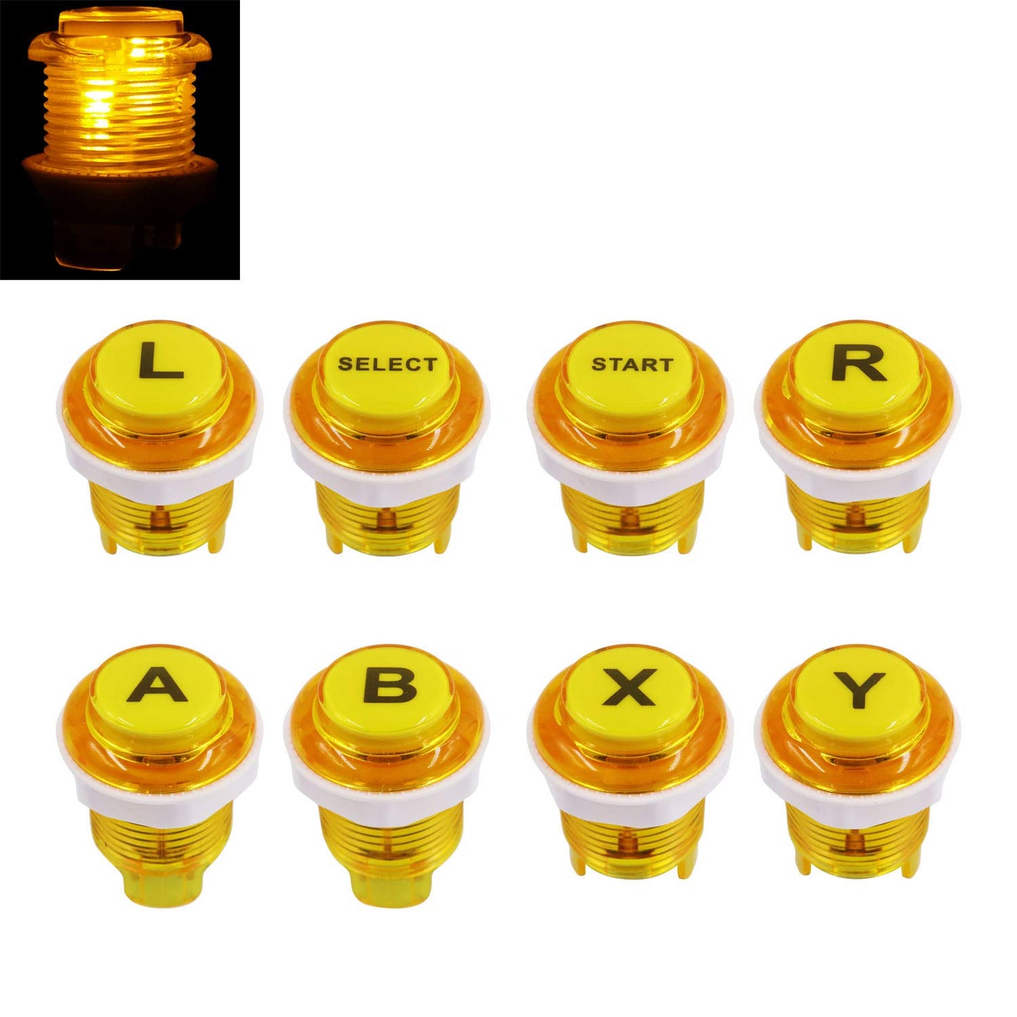 SJ@JX 8 PCS Arcade Game LED Push Buttons with Cherry MX Mechanical Keyboard Microswitch Logo X Y Start Select for PC MAME Raspberry Pi yellow