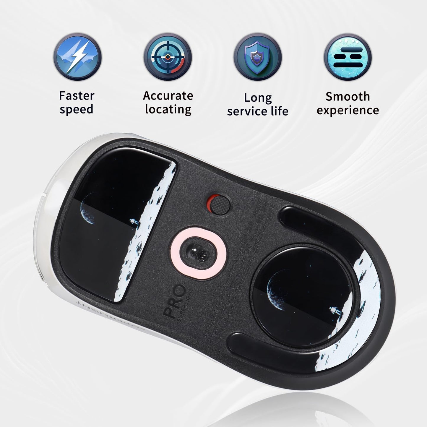 immoenuc Glass Mouse Skates for Logitech G PRO X Superlight 2 - Smooth, Durable, Earth Pattern Mouse Feet Pads