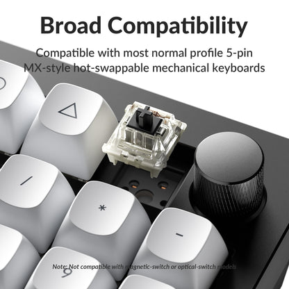 Keychron G46 Mechanical Keyboard Switches - Gateron Silent Black, 110 PCS, 60gf, Smooth POM Stem, Quiet MX-Compatible for Gaming & Office