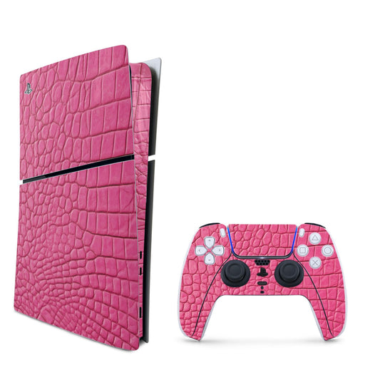 MightySkins Skin Compatible with Playstation 5 Slim Digital Edition Bundle - Pink Gator Skin | Protective  Durable  and Unique Vinyl Decal wrap Cover | Easy to Apply | Made in The USA