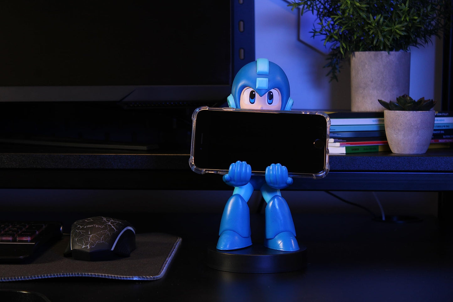 Cableguys Mega Man "Rockman" Controller Phone Holder Stand - Compatible with Xbox, PlayStation, Nintendo Switch, Blue, Model CGCRCM300238