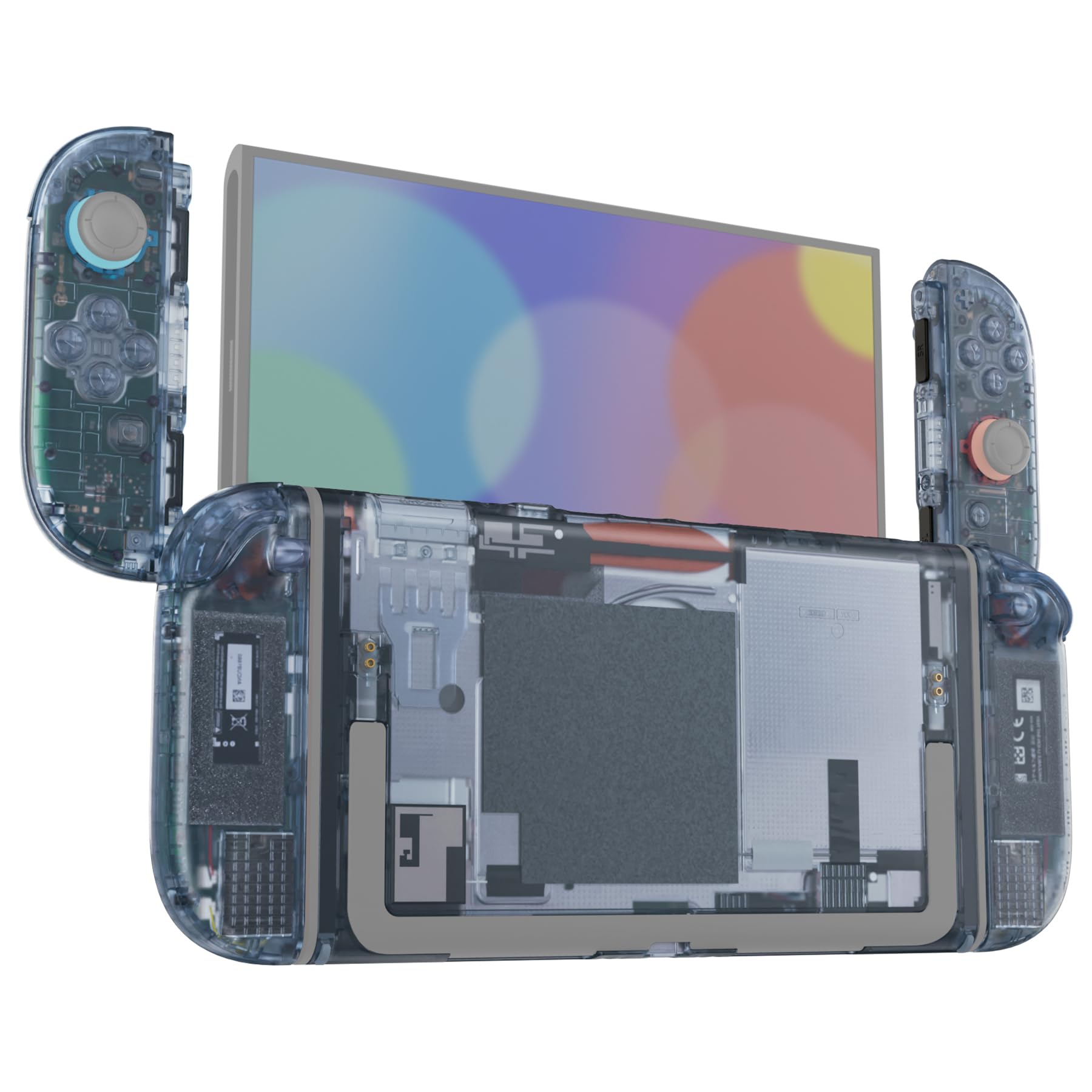 eXtremeRate DIY Replacement Shell Buttons for Nintendo Switch 2  Full Set Rear Back Plate Controller Housing with Buttons for Switch 2 Handheld Console & Joycon 2 - Deluxe Version - Clear Glacier Blue