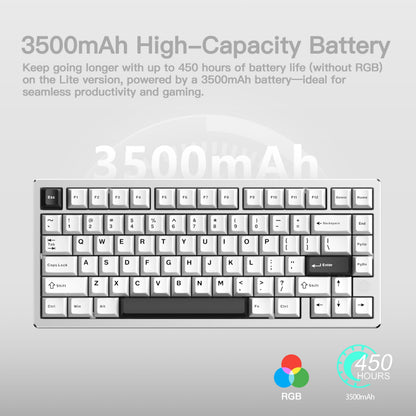KEEBMONKEY WOBKEY 75% Mechanical Keyboard - Triple-Mode Connectivity, RGB, Violet Switch, Silver, Standard Model