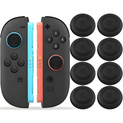 QUBAMG Switch 2 Thumb Caps - 8PCS Soft Silicone Joystick Covers, Non-Slip, Black