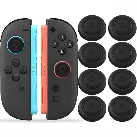 QUBAMG Switch 2 Thumb Caps - 8PCS Soft Silicone Joystick Covers, Non-Slip, Black