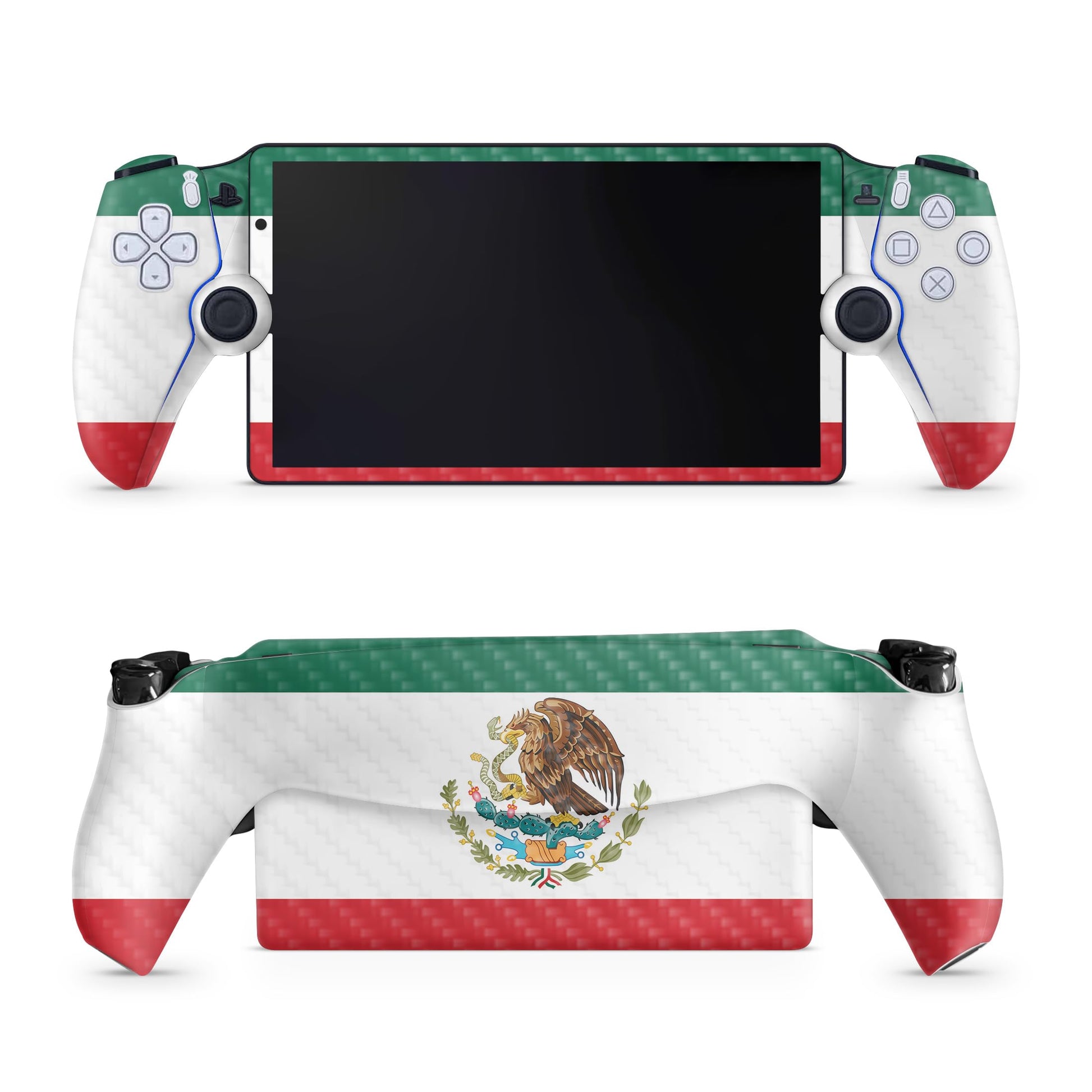 Carbon Fiber Gaming Skin Compatible with PS5 Portal Remote Player - Mexican Flag - fine 3M Vinyl Protective Wrap Decal Cover - Easy to Apply | Crafted in The USA by MightySkins