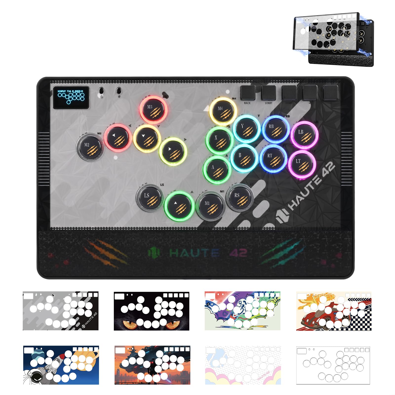 Haute42 Leverless Controller Arcade Stick: Haute42 C-AT Black Leverless Arcade Stick Street Fight for PC/PS3/PS4/Switch Game,Arc