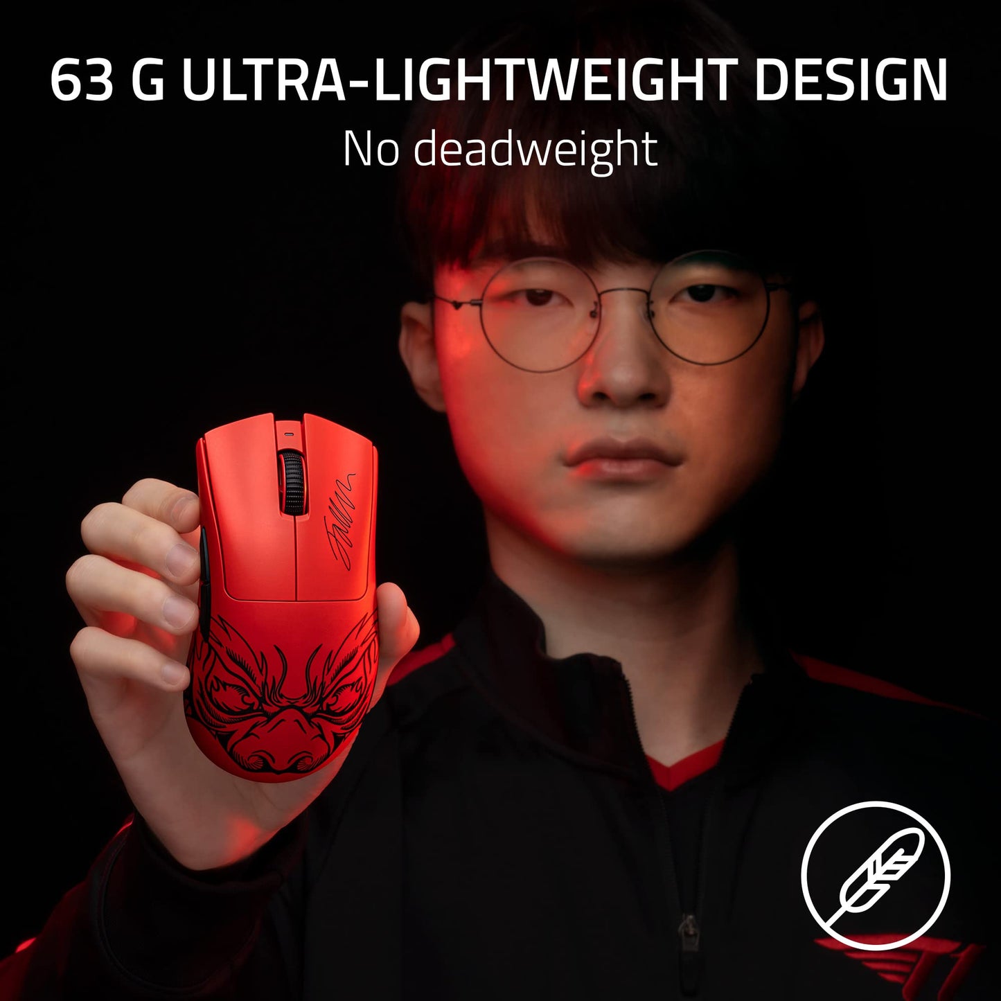 Razer DeathAdder V3 Pro Wireless Gaming Mouse - 63g, Focus Pro 30K Sensor, 5 Buttons, 90 Hr Battery, Faker Edition