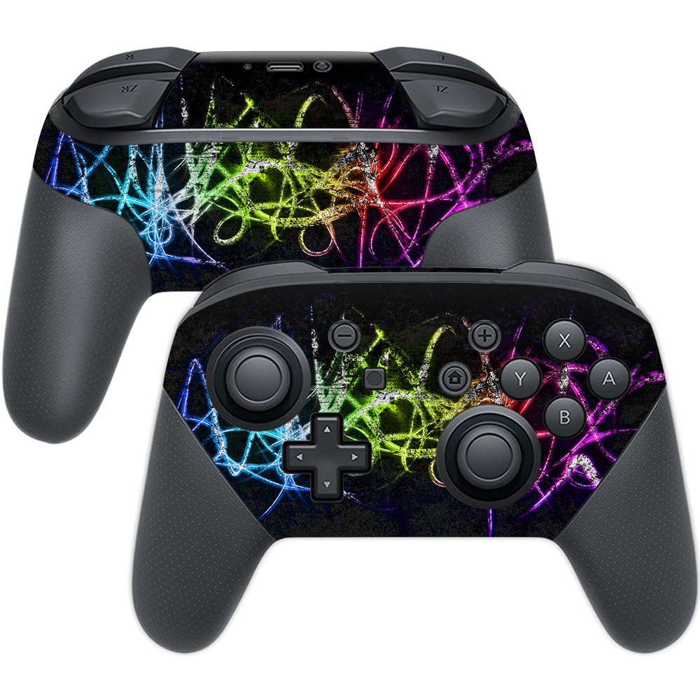 MightySkins Skin Compatible with Nintendo Switch Pro Controller - Neon | Protective, Durable, and Unique Vinyl Decal wrap Cover 