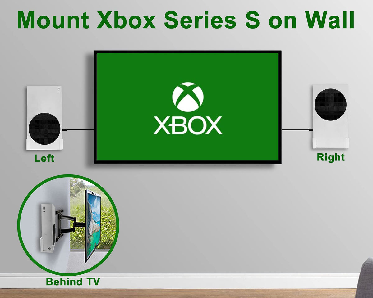 ALIENERGY Wall Mount for Xbox Series S - Alloy Steel Bracket Kit, Console & Controller Holder, XSS Size, Fits Behind/On Wall