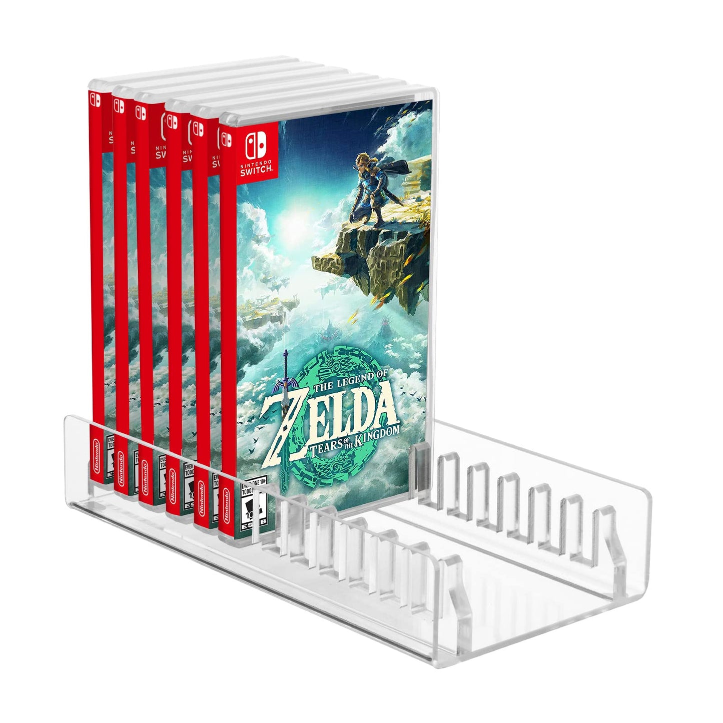 CaSZLUTION Acrylic Game Storage Organizer Stand Compatible with Nintendo Switch Game Card Case  Upgraded Switch Game Display Holder Fits up to 12 Games Box - Clear