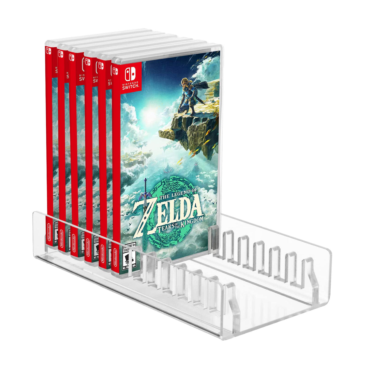 CaSZLUTION Acrylic Game Storage Organizer Stand Compatible with Nintendo Switch Game Card Case  Upgraded Switch Game Display Holder Fits up to 12 Games Box - Clear