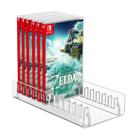 CaSZLUTION Acrylic Game Storage Organizer Stand Compatible with Nintendo Switch Game Card Case  Upgraded Switch Game Display Holder Fits up to 12 Games Box - Clear