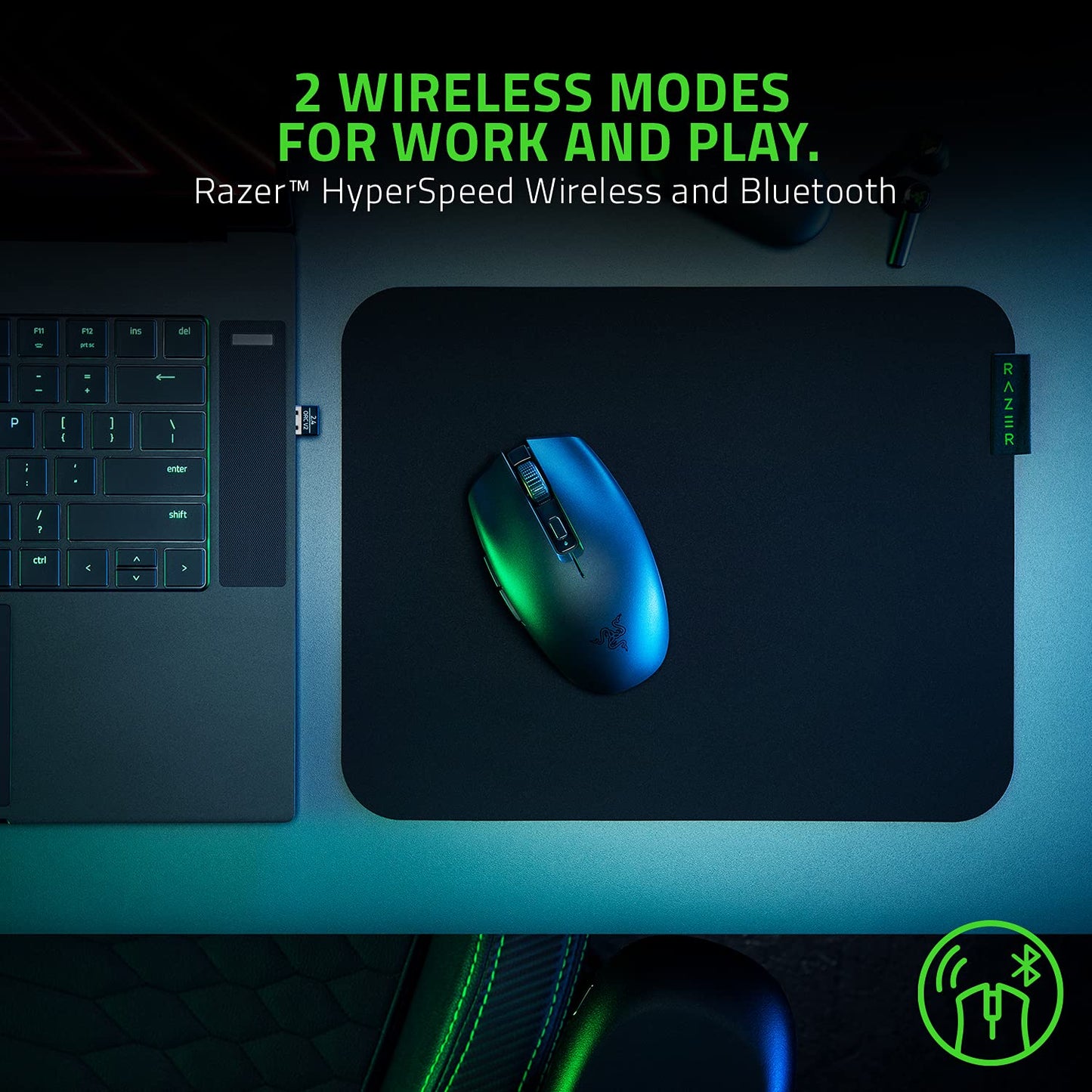Razer Orochi V2 Wireless Gaming Mouse - Ultra Lightweight, 18K DPI Sensor, Quartz Pink, 950 Hr Battery Life