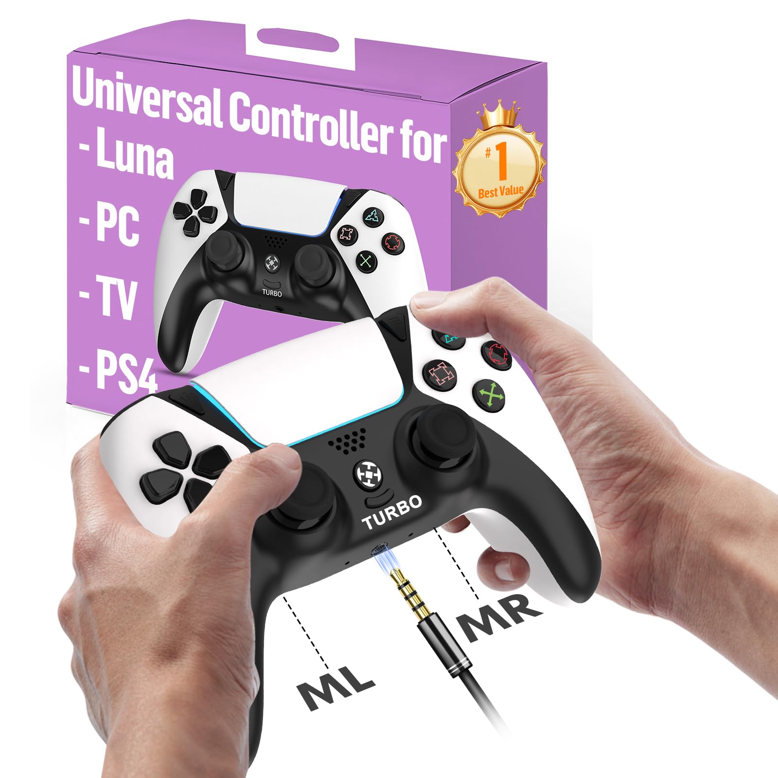 Enstixsm Universal Game Controllers for Luna PC Fire Stick TV PS4 Steam Phone Tablet  Wireless Control with 2 Back Paddles and Turbo Great Value Replacement for Luna Controller