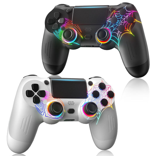 Controller Wireless for PS4 - Spider Pattern Design  1000mAh Battery  Adjustable RGB  Double shock  6-Axis Gyro  Built-in Speaker  3.5mm Audio Jack  Controller fit for PlayStation 4/Pro/Slim/PC