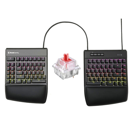 KINESIS Gaming Freestyle Edge RGB Mechanical Keyboard | Cherry MX Red | Ergonomic TKL | Detachable Palm Support | Model KB975-RED