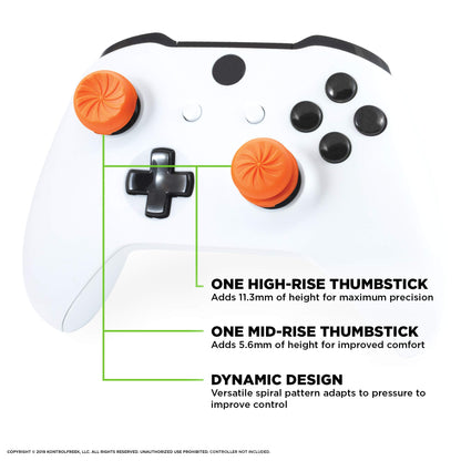 KontrolFreek FPS Freek Vortex Performance Thumbsticks for Xbox One/Series X - 1 High-Rise Convex, 1 Mid-Rise Concave, Orange