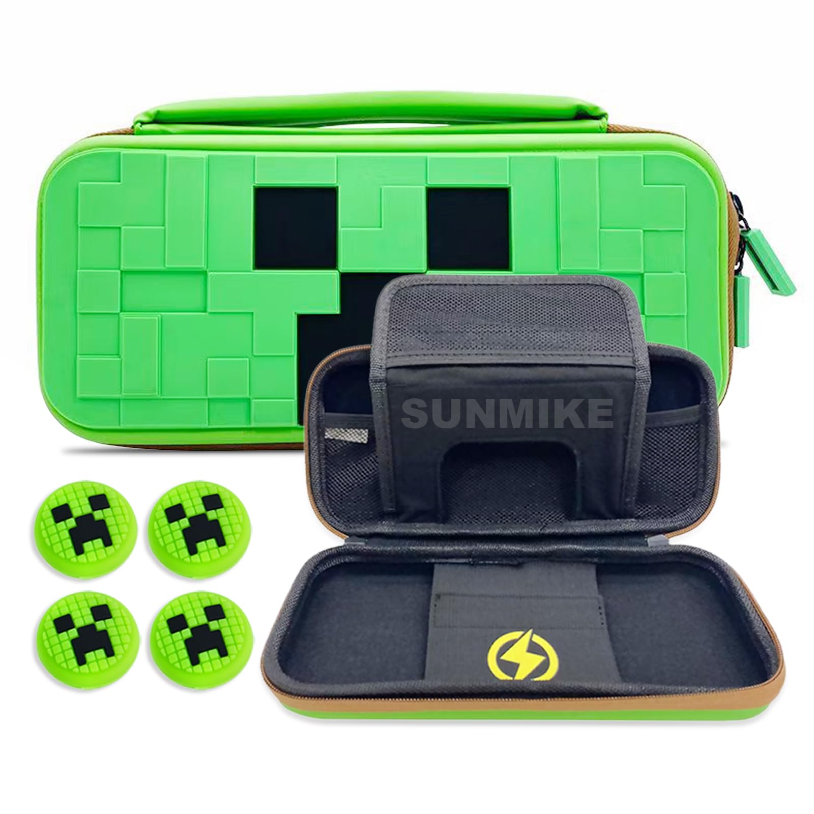 Carrying Case compatible with Nintendo Switch & Switch OLED  Portable Switch Case Protector with Joystick Caps  Protective Cases for Switch Console & Accessories  Hard Shell Travel Carry Cases  Green