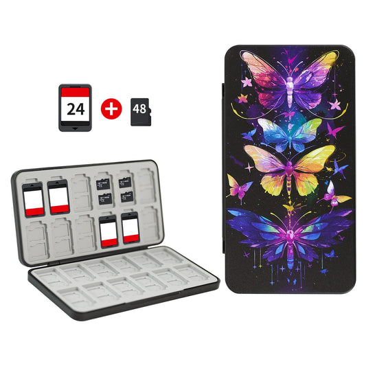 FlyingMage 24 Switch Game Card Case for Nintendo Switch 2/OLED/Lite  Cute Switch Game Holder Cartridge Case for 24 Slots Game Card and 48 SD Card Storage  Switch 2 Compact Card Holder  Butterfly