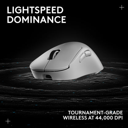 Logitech G PRO X Superlight 2 DEX Wireless Gaming Mouse - 60g, 44k DPI, USB-C, Right-Handed, White, Model 910-007363