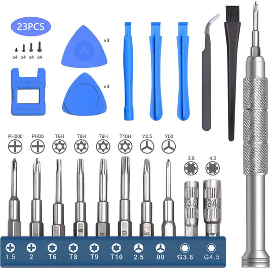 Repair Tool Kit for Nintendo Xbox PS5 PS4  23 in 1 Triwing Screwdriver Set with T6 T8 T9 T10 Torx 3.8 4.5 Gamebit for Switch Joycon Gamecube Controller NES SNES N64 3DS