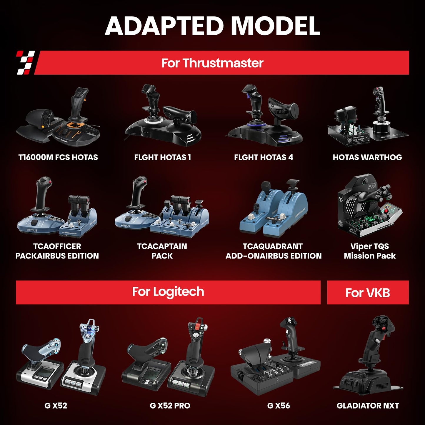 RACGTING Hotas Mount for Logitech X56/X52/X52 Pro & Thrustmaster Joysticks, 2 PCS Black Desk Mount for Flight Simulators
