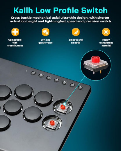 Sehawei Haute42 All Metal Arcade Stick - 13 Keys Controller with RGB & Turbo Functions for PC/PS3/PS4/Switch, M13 Black