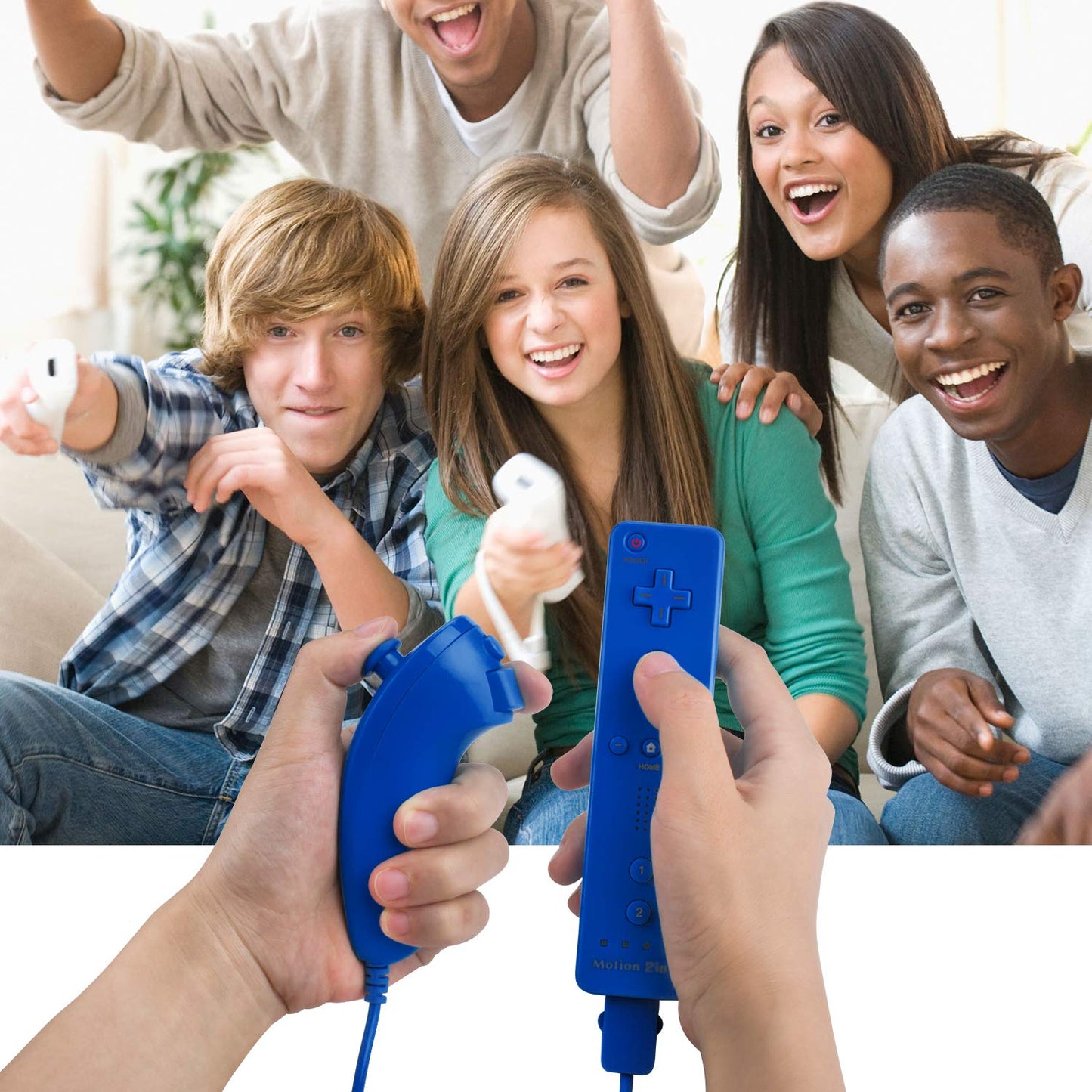 TechKen Wireless Controller for Wii & Wii U - Built-in Motion Plus, Blue, 1 Pack