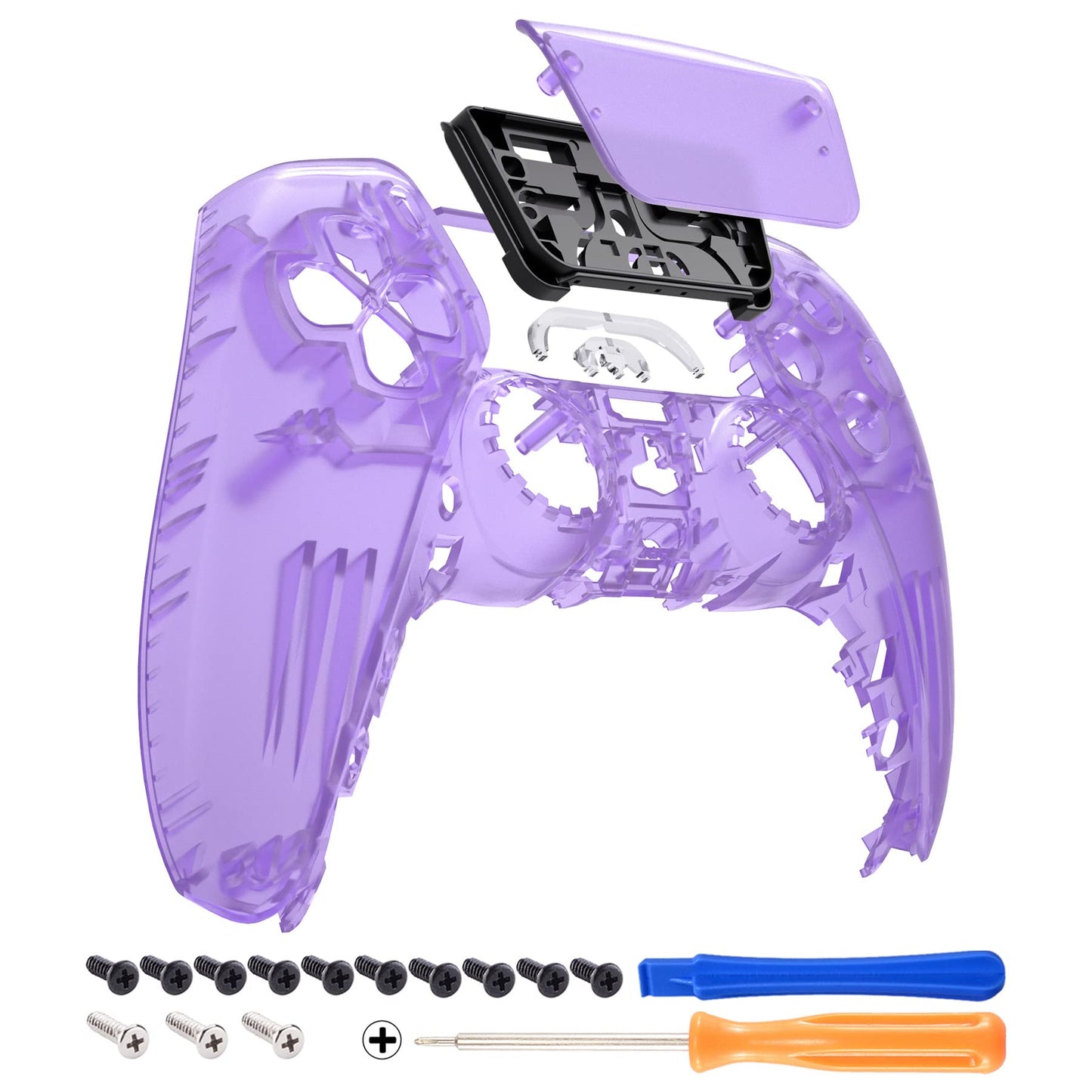 eXtremeRate Clear Atomic Purple Touchpad Front Top Shell Compatible with ps5 Controller BDM-010 020 030 040 050  DIY Replacement Shell Custom Touch Pad Cover Compatible with ps5 Controller