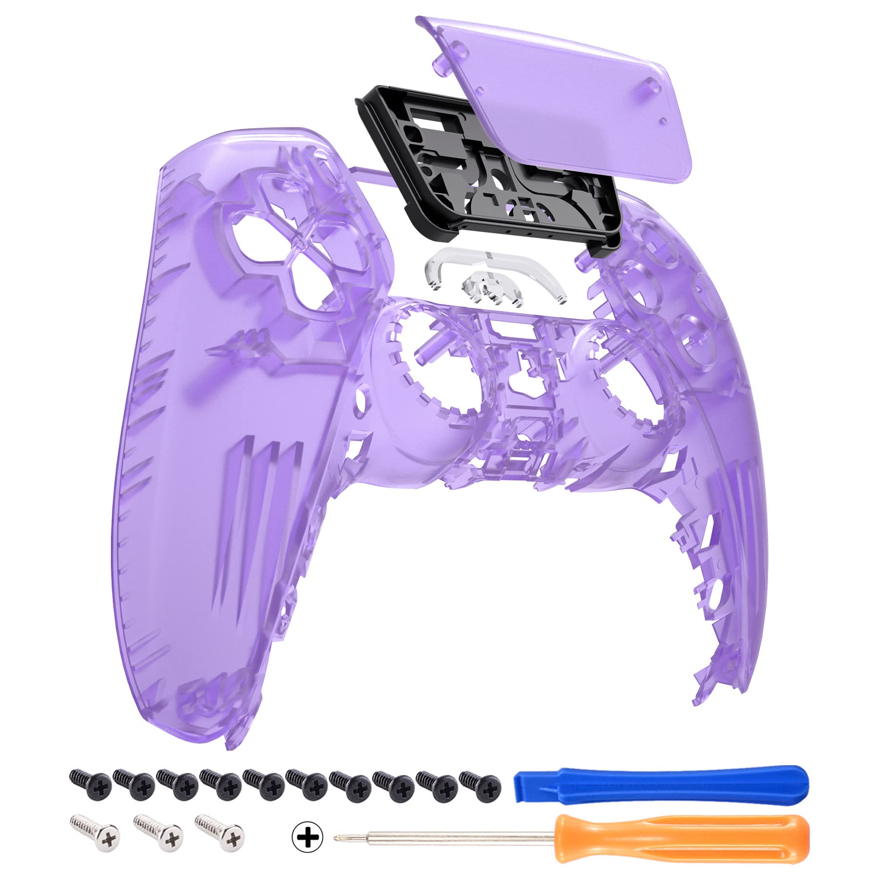 eXtremeRate Clear Atomic Purple Touchpad Front Top Shell Compatible with ps5 Controller BDM-010 020 030 040 050  DIY Replacement Shell Custom Touch Pad Cover Compatible with ps5 Controller