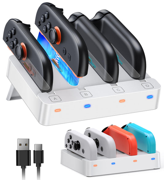 [Switch 2/1 Both] Controller Charger Dock  FYOUNG Charging Dock for Nintendo Switch 2 2025  8 in 1 Portable Dual-Direction Magnetic Fast Charger Staion for JoyCon 2 Accessories with USB Type-C Cord