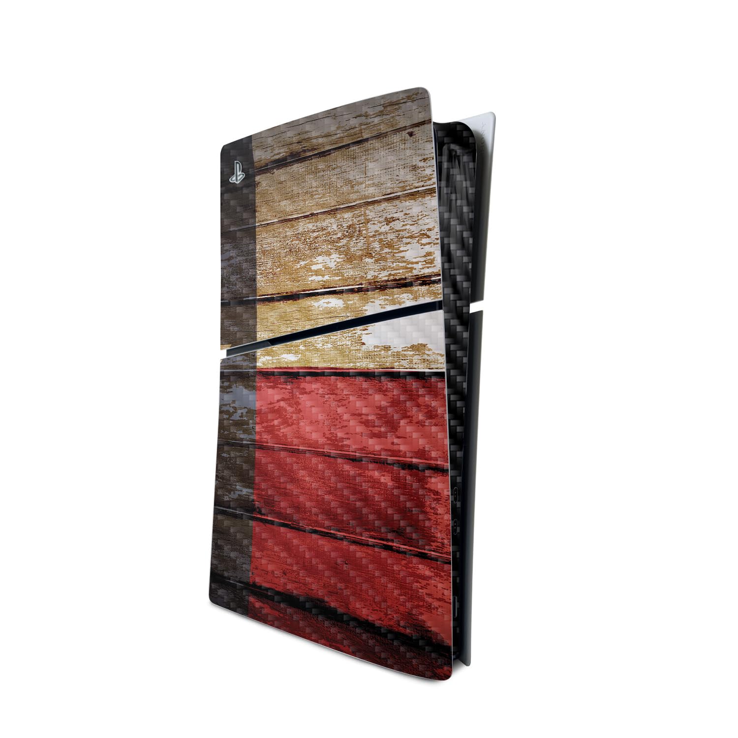 MightySkins Carbon Fiber Skin for PS5 Playstation 5 Slim Digital Edition Console Only - Texas Shiplap Protective  Durable Textured Carbon Fiber Finish Easy to Apply Made in The USA
