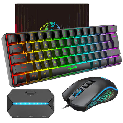 SELORSS Gaming RGB Keyboard & Mouse Combo - 61 Keys USB Wired, 6400 DPI, Compact Design, CV-combo for PC, PS4, Nintendo Gamers