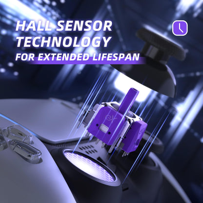 eXtremeRate eXhall Hall Effect Thumbstick Kit for PS5 Controller - 120gf, Purple, Model HMRPF002