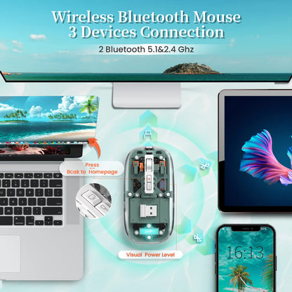 A.JAZZ Wireless Mini Bluetooth 5.1 Mouse - Rechargeable, Silent, Green, Model cdn4981