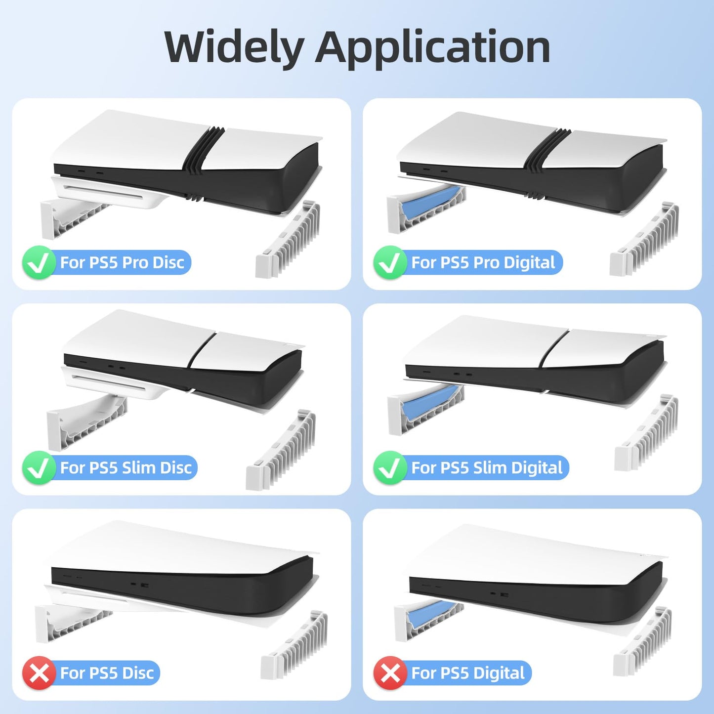 ZYTHRONE PS5 Slim & Pro Horizontal Stand, Holds 12 Game Discs, White, Model 8033