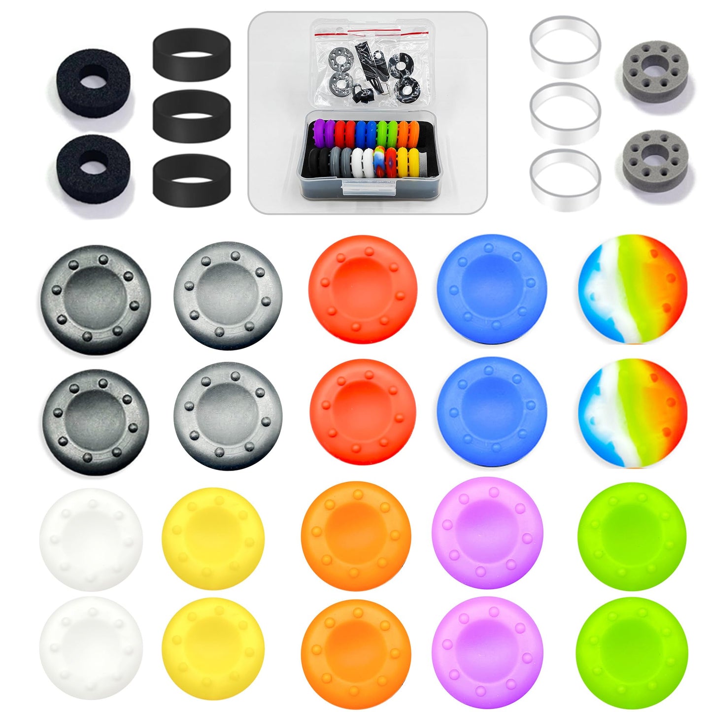 ZHI-NYLLDJS 30pcs Controller Thumb Grips for PS5/4 & Xbox - Colorful Joystick Caps Set