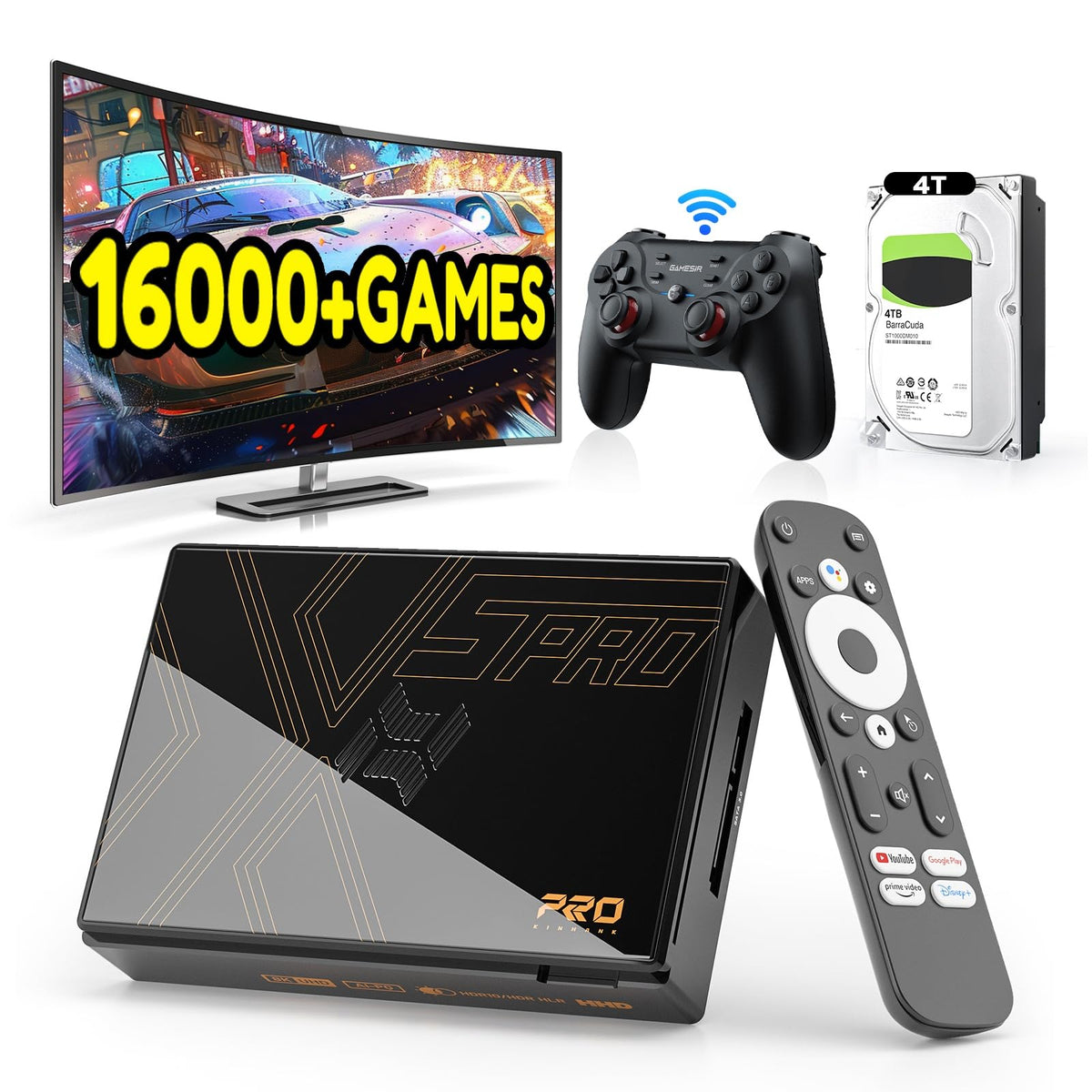 Kinhank Super Console X5 PRO Retro Game Console with 16000+Games  Android 12.0 OS  RockChip RK3588S  Emulator Console  8K UHD Output  WI-FI 6  BT 5.0  SATA 3.1  Wireless Controller