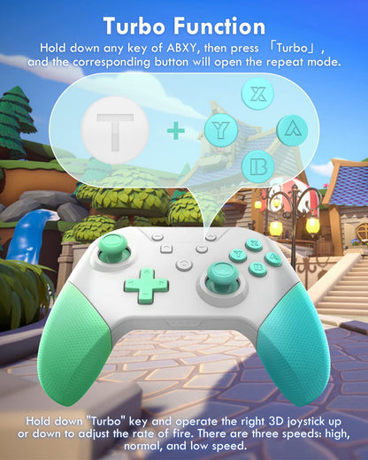 OLCLSS Wireless Switch Pro Controller for Nintendo Switch - Gyro Axis, Turbo, NFC, Dual Vibration, Animal Crossing Color