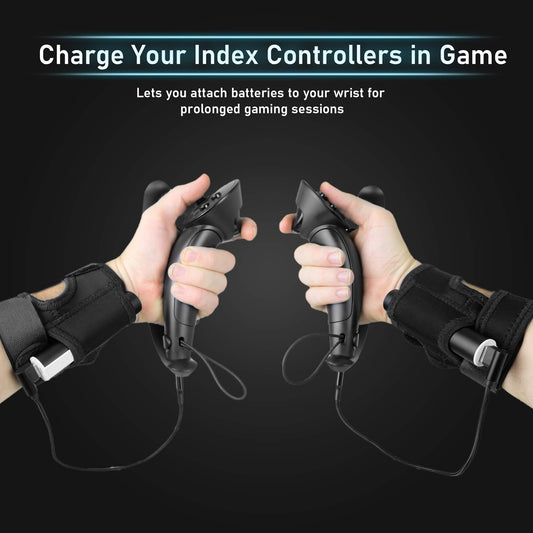 DeadEyeVR Valve Index Wrist Mounted Battery Kit - Charges Controllers, Black