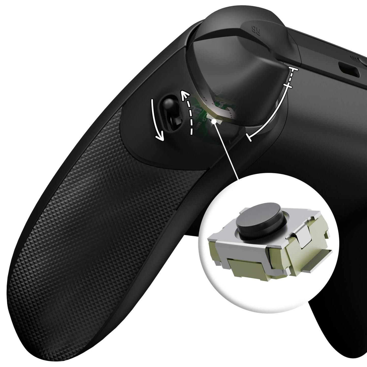 eXtremeRate Flexor Clicky Rubberized Side Rail Grips Trigger Stop Kit for Xbox Series X & S Controller  Diamond Textured Black Anti-Slip Ergonomic Trigger Stopper Handle Grips for Xbox Core Controller