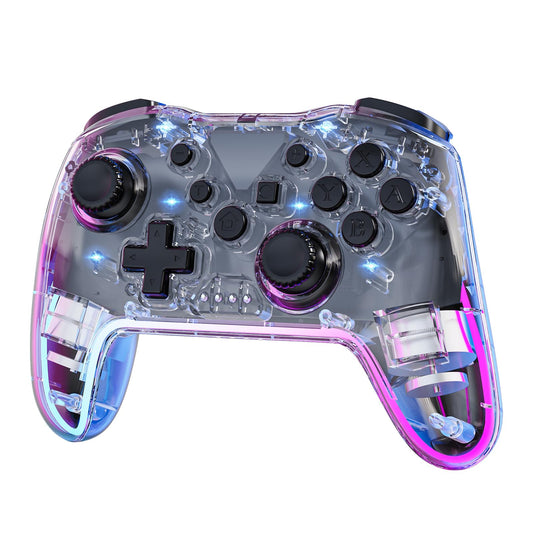 Twylyte Wireless Controller for Switch/Lite/OLED & PC - RGB Backlight, Turbo, Vibration - Transparent White, Model TLSWC-002