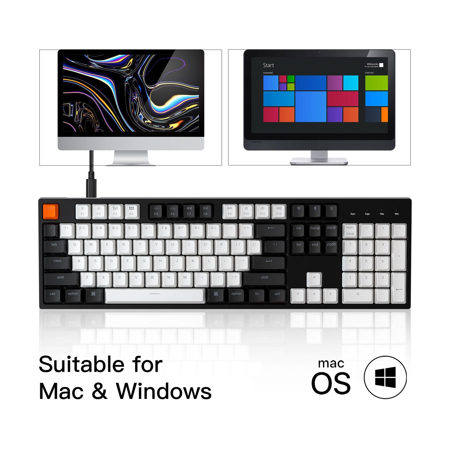 Keychron C2 Wired Mechanical Gaming Keyboard, 104 Keys, Gateron G Pro Red Switch, RGB Backlight, Mac Layout