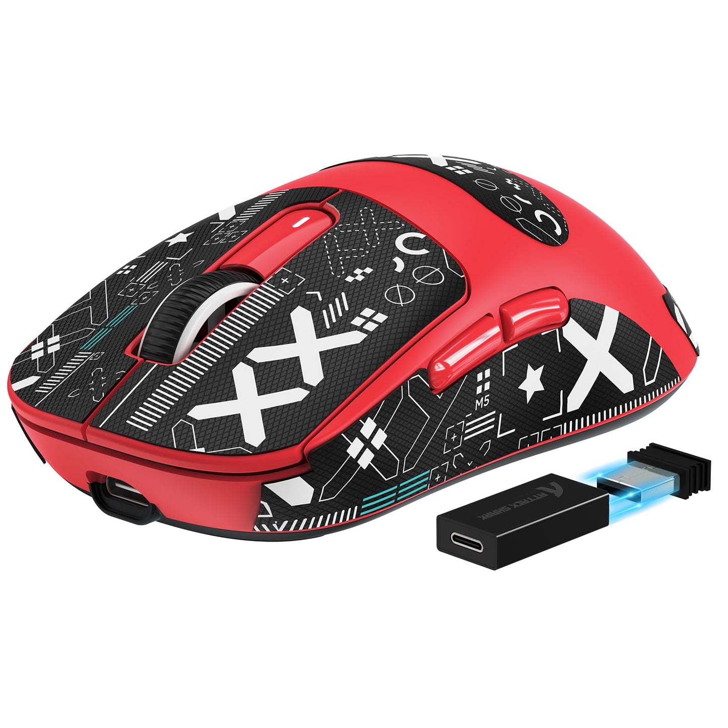 ATTACK SHARK X3PRO 4K/8K Lightweight Wireless Gaming Mouse with Tri-Mode(Wired/2.4GHz/BT) PAW3395 Optical Sensor 26K DPI Kailh GM8.0 Switch Long Battery 7 Buttons for PC/Laptop/Win/Mac(Red+Sticker)