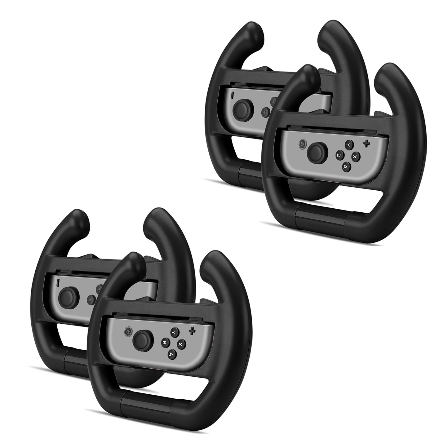 TNP Steering Wheel Racing for Nintendo Switch/OLED Joy-Con - Switch Wheels for Mario Kart & Racing Games  Controller Accessory Grip Handle Kit Attachment  (Black  2 Pack)