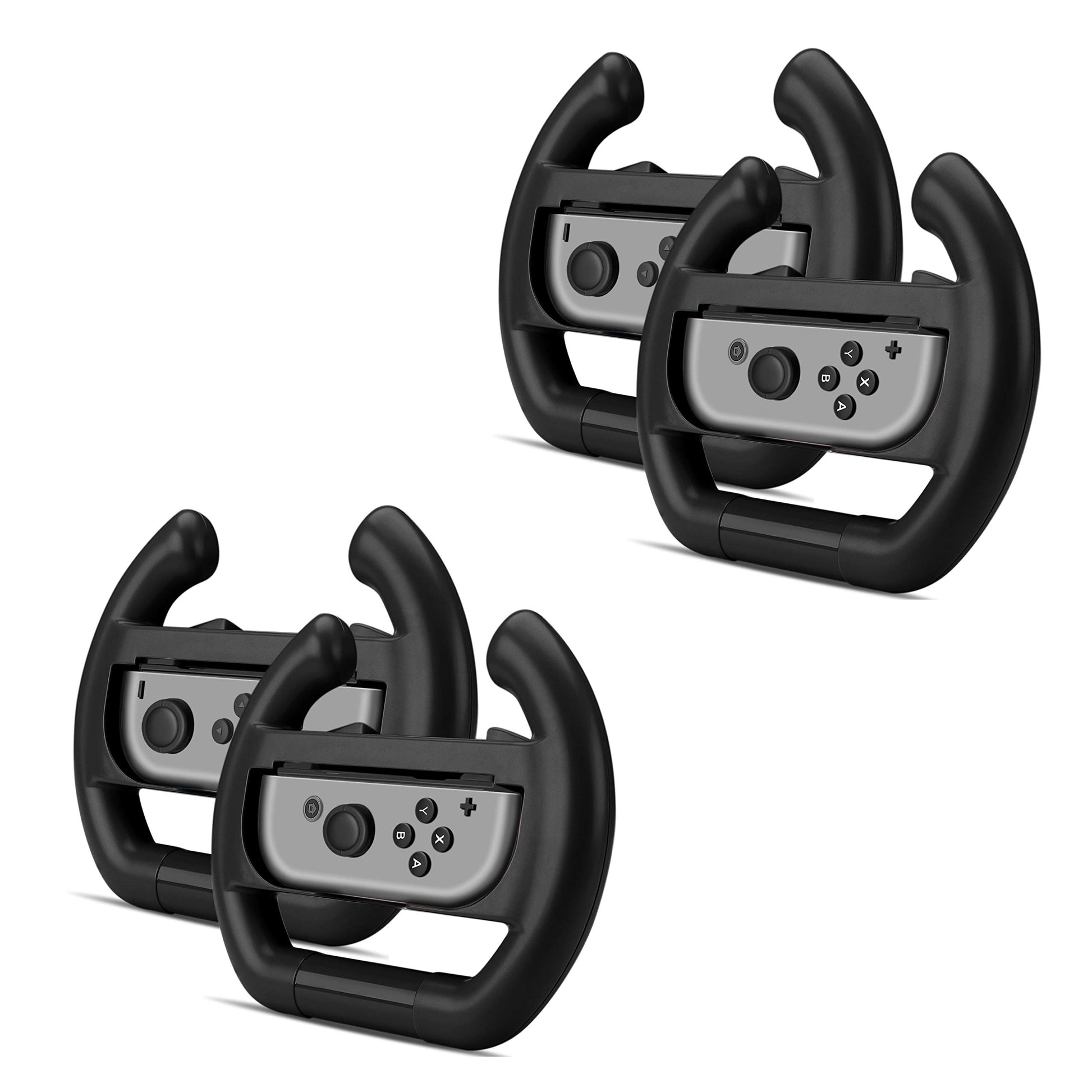 TNP Steering Wheel Racing for Nintendo Switch/OLED Joy-Con - Switch Wheels for Mario Kart & Racing Games  Controller Accessory Grip Handle Kit Attachment  (Black  2 Pack)